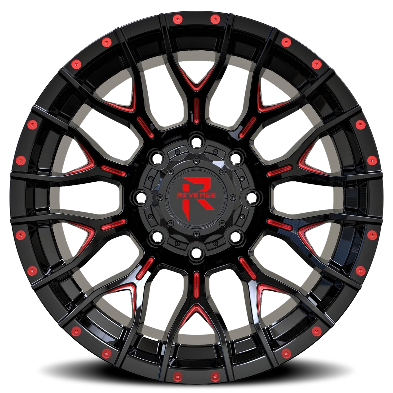 Revenge Offroad RV-201 BLACK AND RED MILLED 6X135,6X139.7 Size 20X9 0 ET