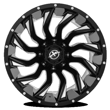 XF Off-Road XF-224 20x10 6x135 6x139.7 -12 CB 108 Gloss Black Milled and Milled Dots