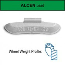 Cascade 55 Gram Alcen Green Coated Wheel Weights - 25 Pieces per Box