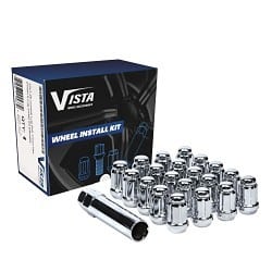 West Coast 24-Piece Chrome Spline Lug Nut Install Kit, 12x1.25 Inch Bulge Acorn Design